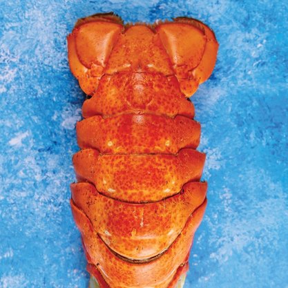 Cooked lobster tail with golden seasoned shell, premium seafood item ideal for catering trays and celebration dining.